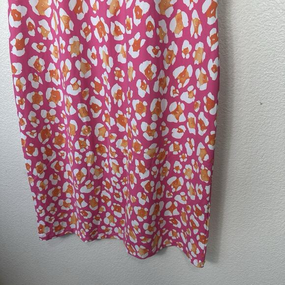 J McLaughlin Sophia Sleeveless Dress XL Catalina Cloth Pink Floral Coastal Chic - Picture 4 of 11